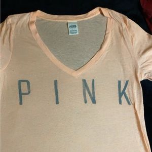 PINK V Neck T Shirt